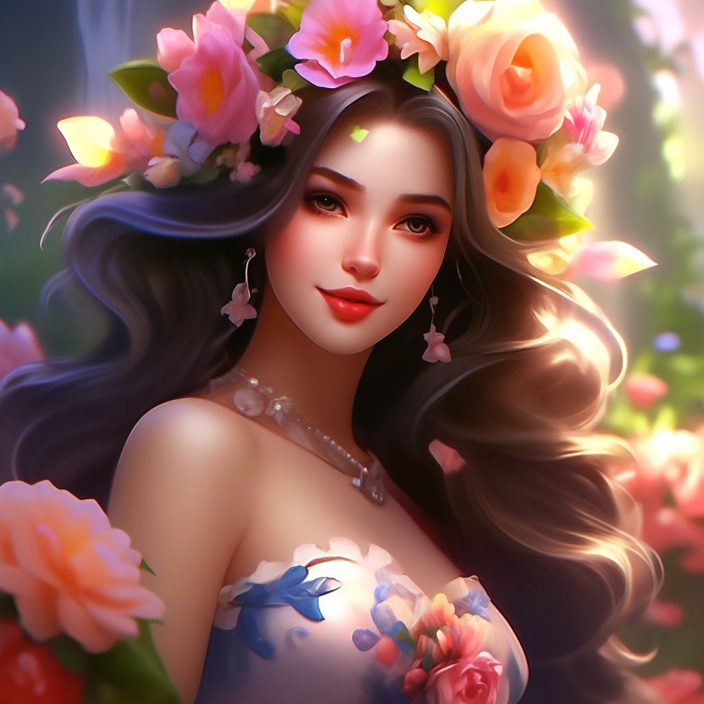 Принцесса цветов фото "Fantasy girl princess flowers" - image created in Shedevrum