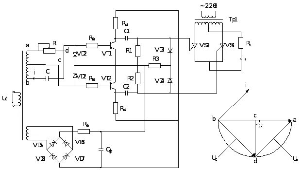 Принципиальная электрическая мостовая схема Управляемый выпрямитель на тиристорах
