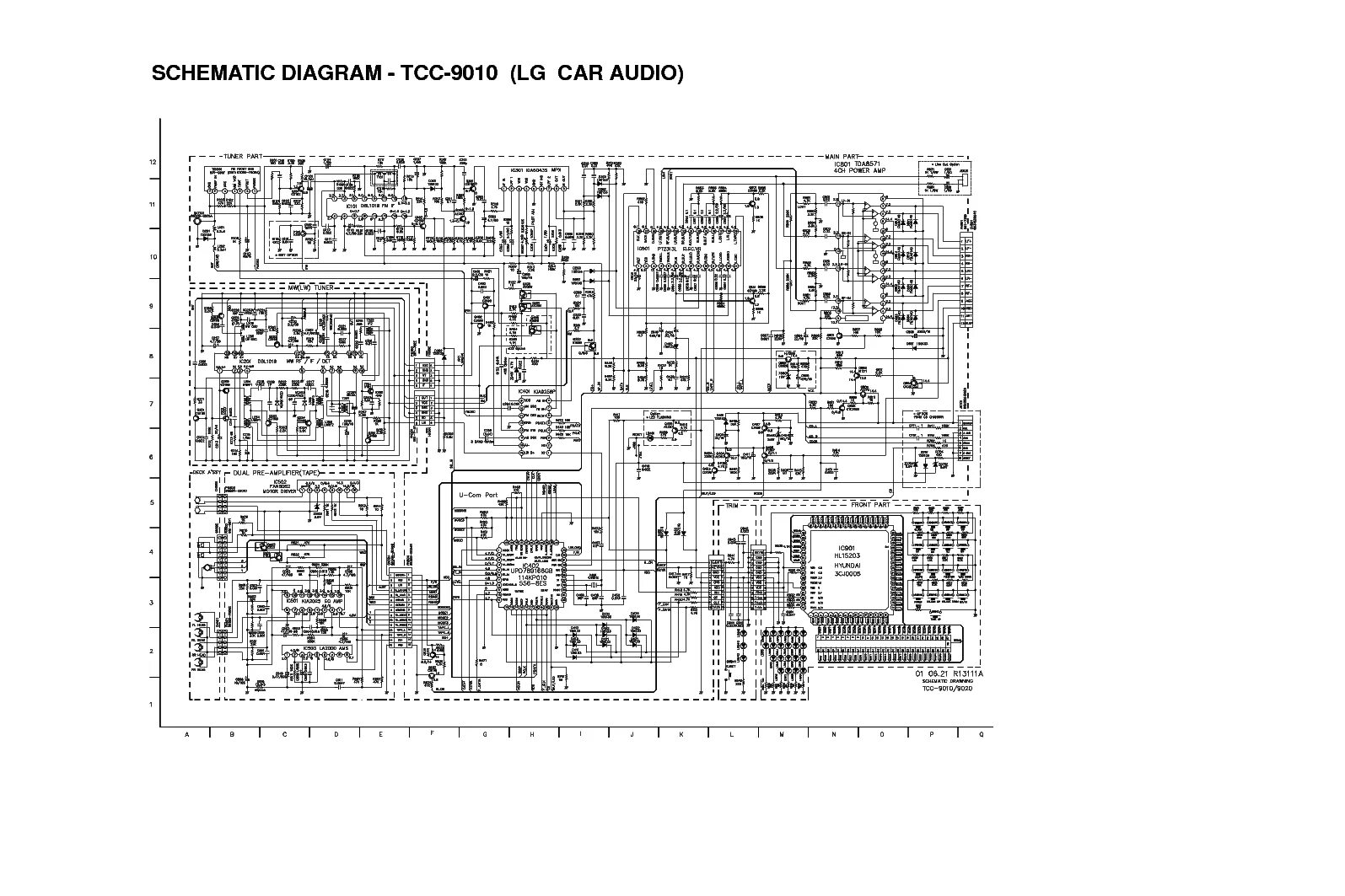 Принципиальная электрическая схема автомагнитолы LG LAC6800R LAC-UA680R SM Service Manual download, schematics, eeprom, repair in