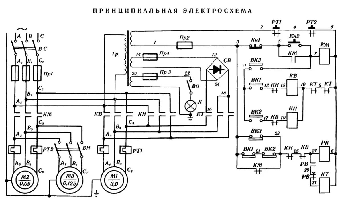 Принципиальная электрическая схема автоматической 1И611П Схема и Электрооборудование станка