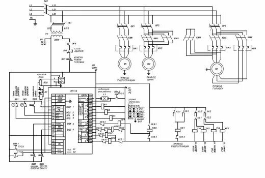 Принципиальная электрическая схема автоматической Система управления тестомесительной машиной на базе программируемого реле ОВЕН П