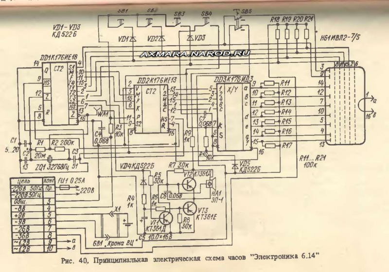 Принципиальная электрическая схема часов Форум РадиоКот * Просмотр темы - книгу по скану страницы: схема часов "Электрони