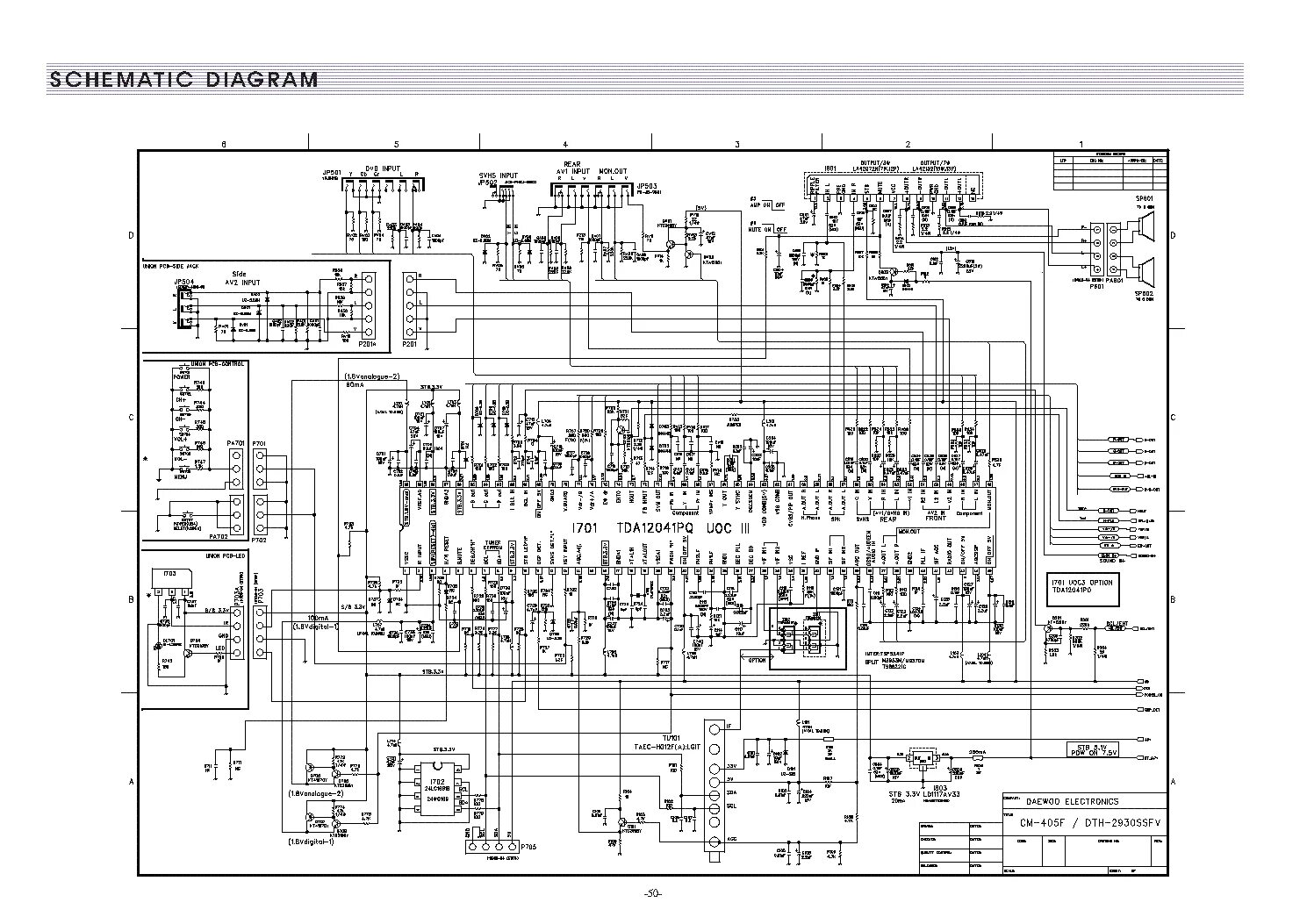 Принципиальная электрическая схема дэу DAEWOO DLP-2612 DLP-3212 CHASSIS SL-210P Service Manual download, schematics, ee