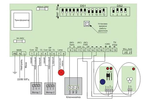 Принципиальная электрическая схема doorhan Doorhan 5000 pro схема подключения