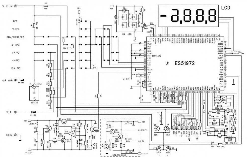 Принципиальная электрическая схема dt9205a Ремонт Мультиметра UNI-T UT60D