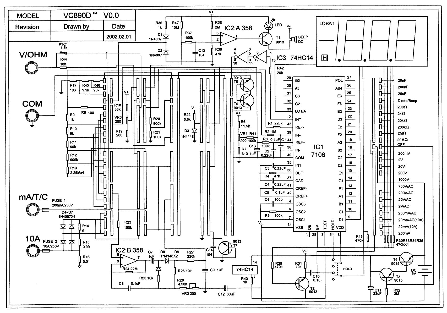 Принципиальная электрическая схема dt9205a Принципиальные схемы на сайте Микромир Электроникс.