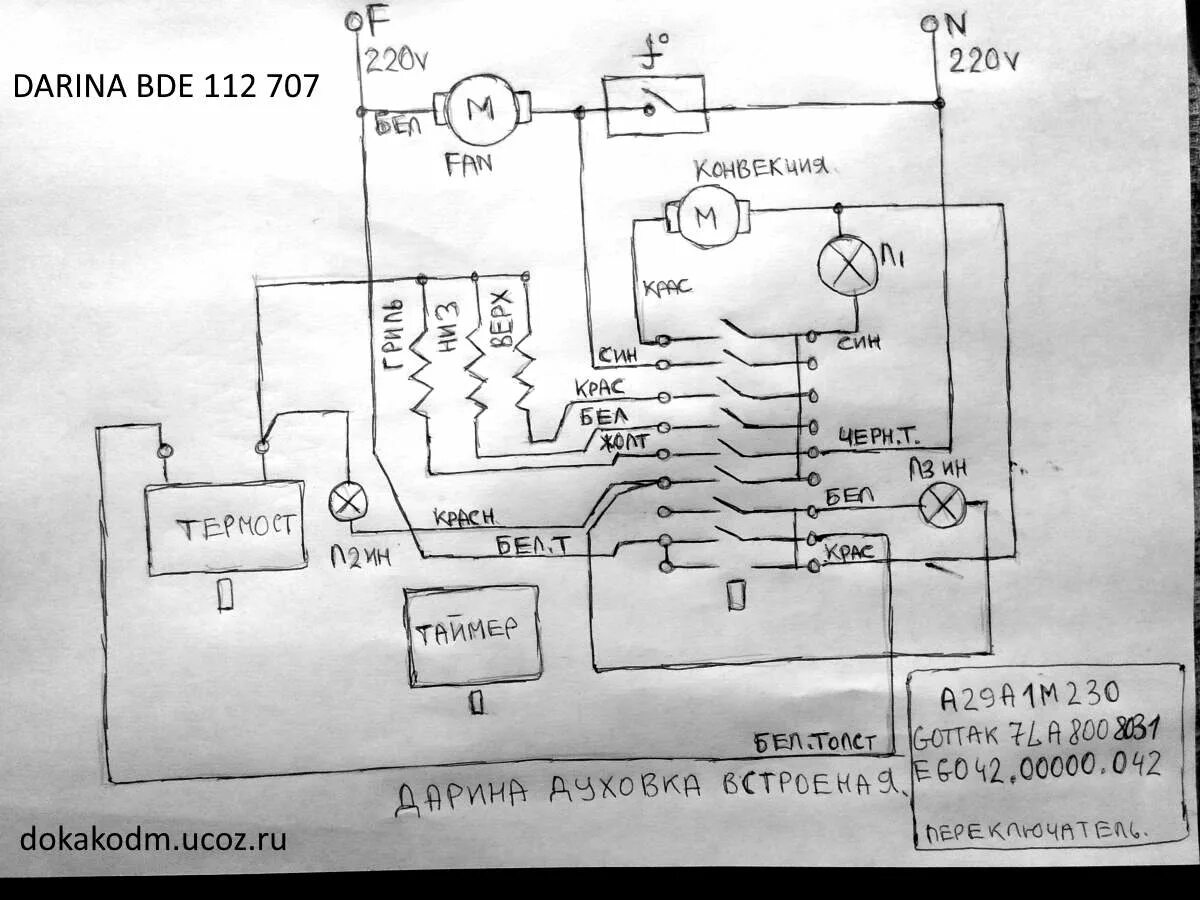 Принципиальная электрическая схема духового шкафа После скачка напряжения не включается духовой шкаф фото Original-Mebel.ru