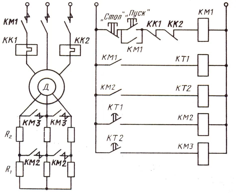 Принципиальная электрическая схема двигателя Принципиальную электрическую схему управления электродвигателем