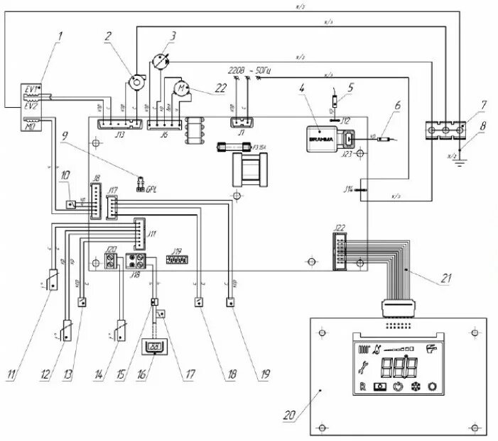 Принципиальная электрическая схема газового котла Электросхема газового котла