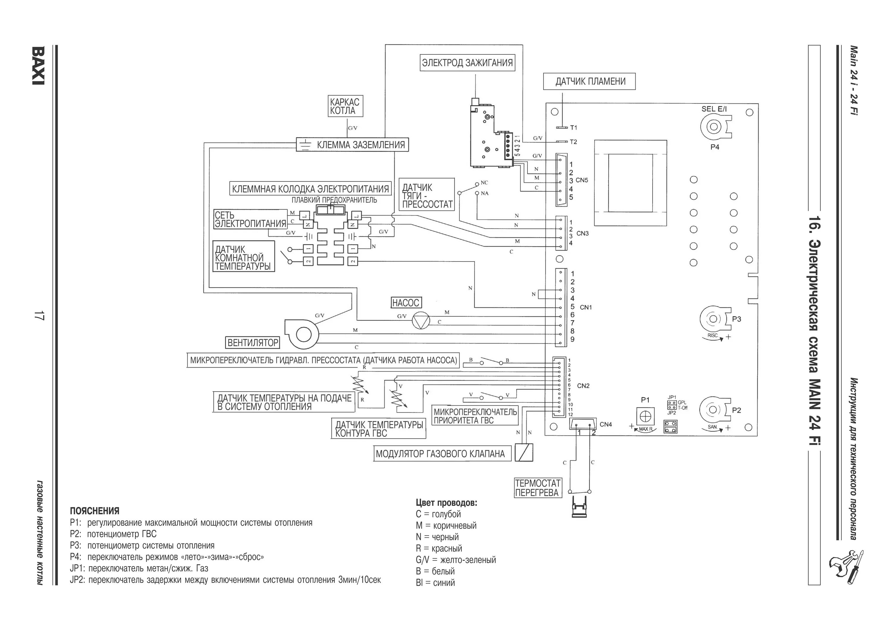 Принципиальная электрическая схема газовых котлов Honeywell CS0162E-LS Rev.B от котлов Baxi или Westen Quasar - Копии схем и печат