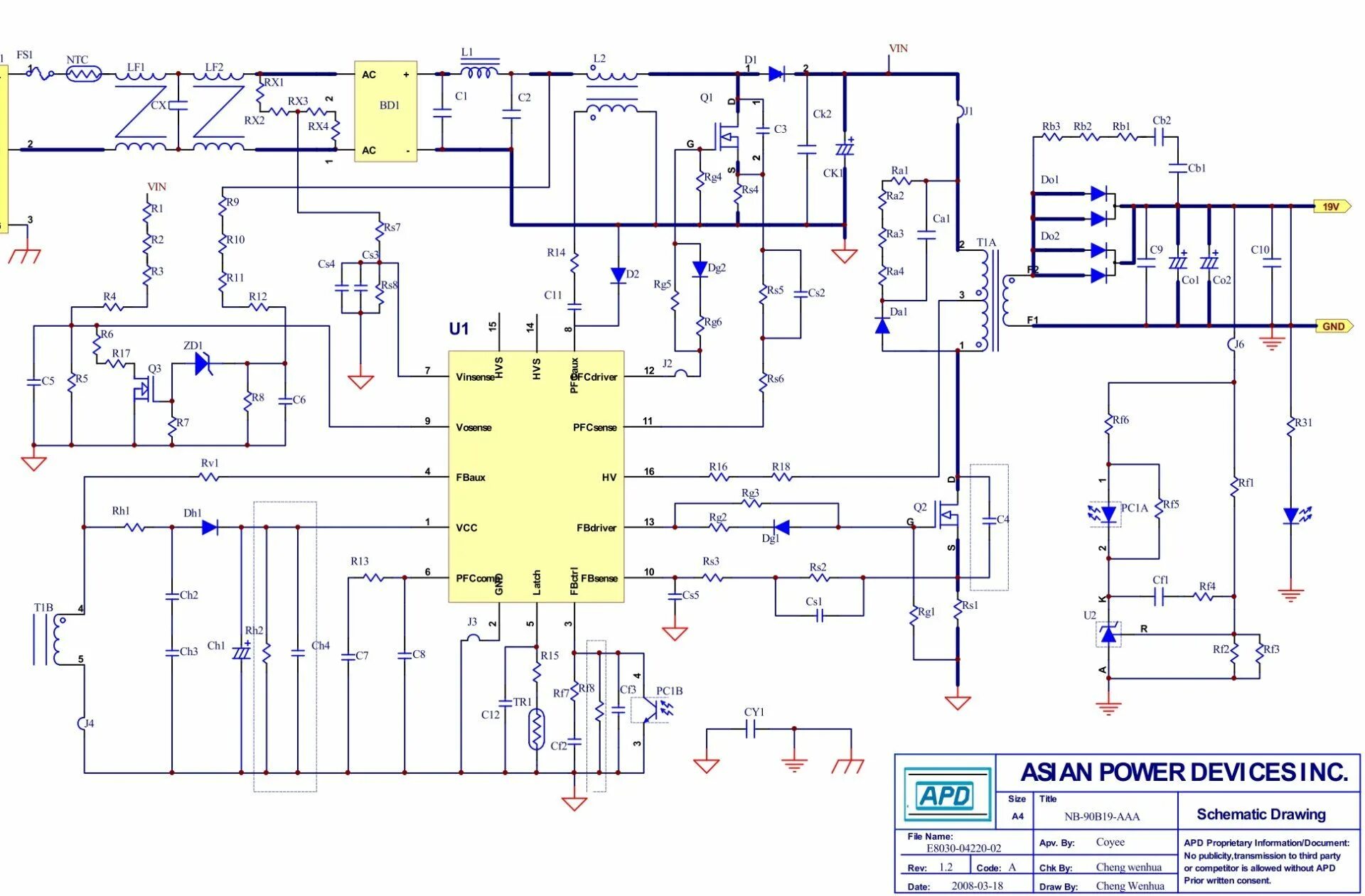 Принципиальная электрическая схема inv32s12m rev0 5 Схема блока питания NB-90B19-AAA 90W Принципиальная схема, Материнская плата, Ре