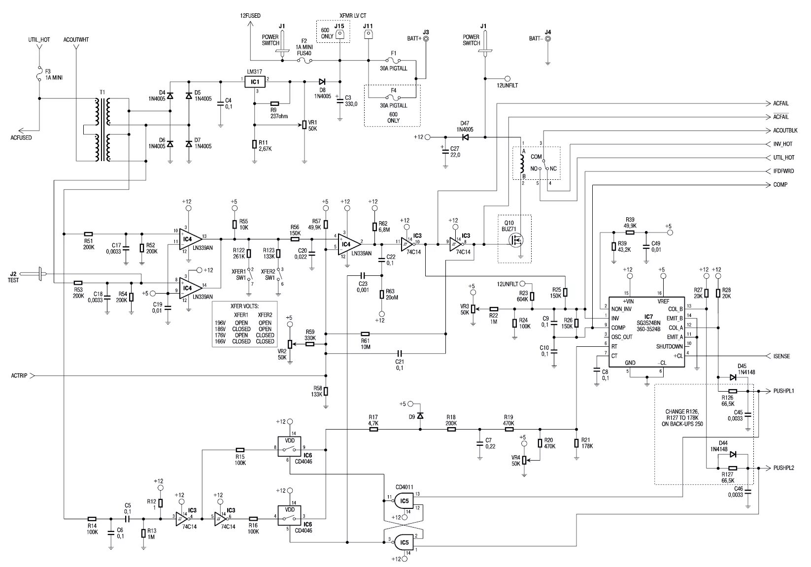 Принципиальная электрическая схема inv32s12m rev0 5 Конструкция и ремонт источников бесперебойного питания фирмы АРС