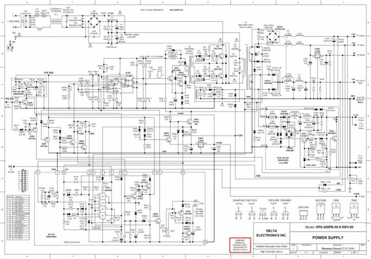 Принципиальная электрическая схема inv32s12m rev0 5 Схема Delta Electronics DPS-200PB-59 Электронная схема, Принципиальная схема, Сх