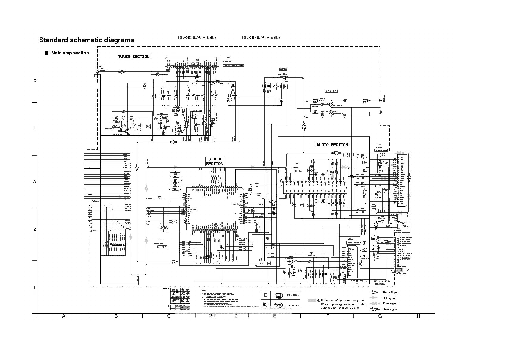 Принципиальная электрическая схема jvc JVC KD-S685 KD-S585 SCH Service Manual download, schematics, eeprom, repair info