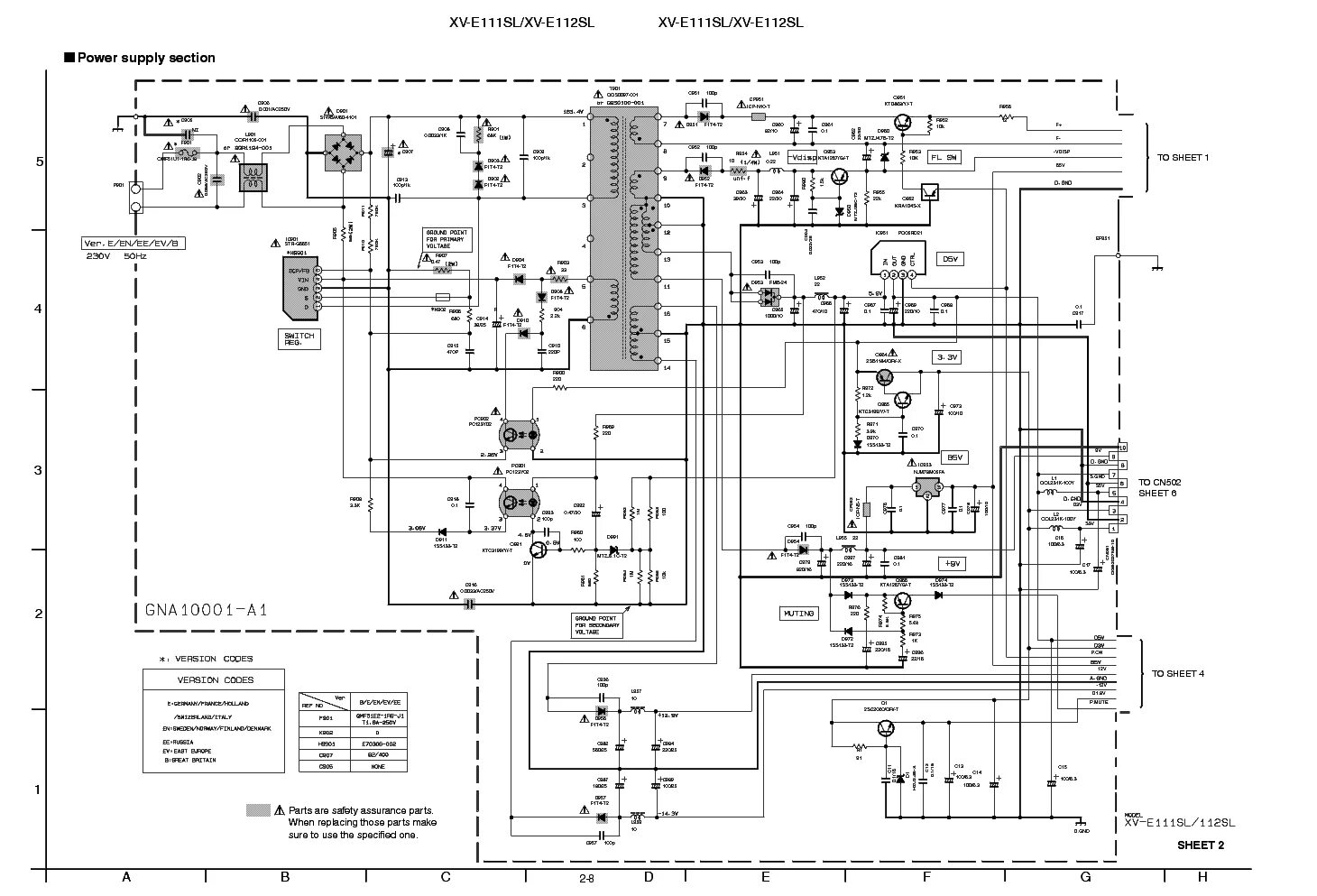 Принципиальная электрическая схема jvc JVC SFL-9082A-U2 LCB10796-001C PSU Service Manual download, schematics, eeprom, 