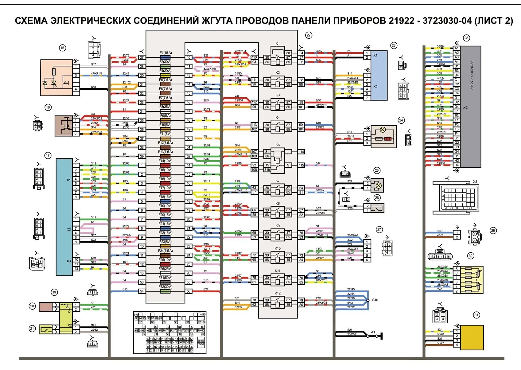 Принципиальная электрическая схема калина LADA KALINA 2192, 2194. Схемы электрических соединений (2013 год) - часть 2