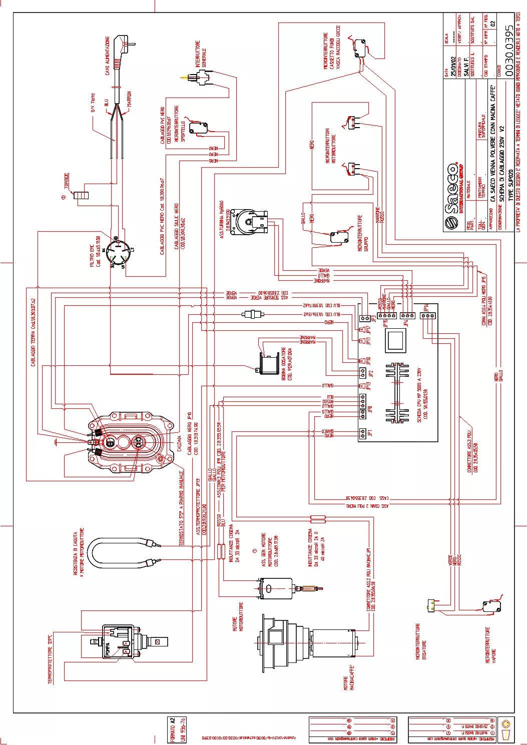 Принципиальная электрическая схема кофемашины SAECO CAFE 20BUONO V2 KAVEGEP Service Manual download, schematics, eeprom, repai