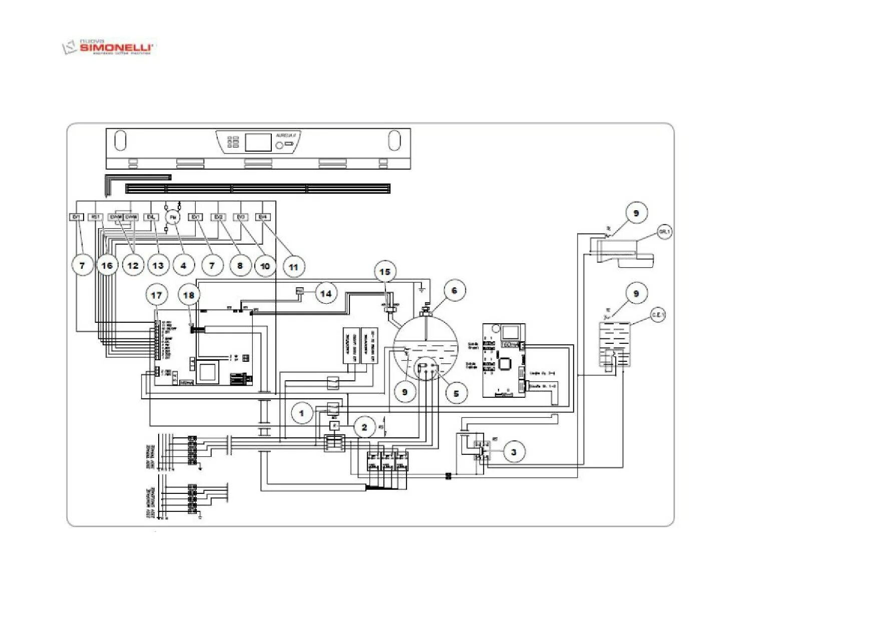 Принципиальная электрическая схема кофемашины Кофемашина Simonelli Aurelia II. Инструкция пользователя - часть 7