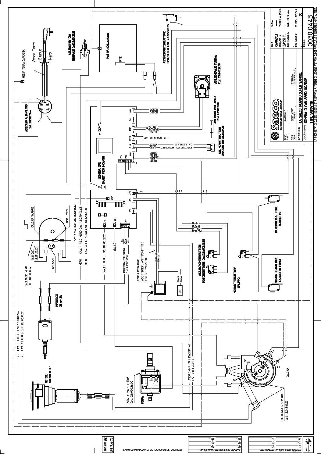 Принципиальная электрическая схема кофемашины SAECO ROYAL-DIGITAL Service Manual download, schematics, eeprom, repair info for