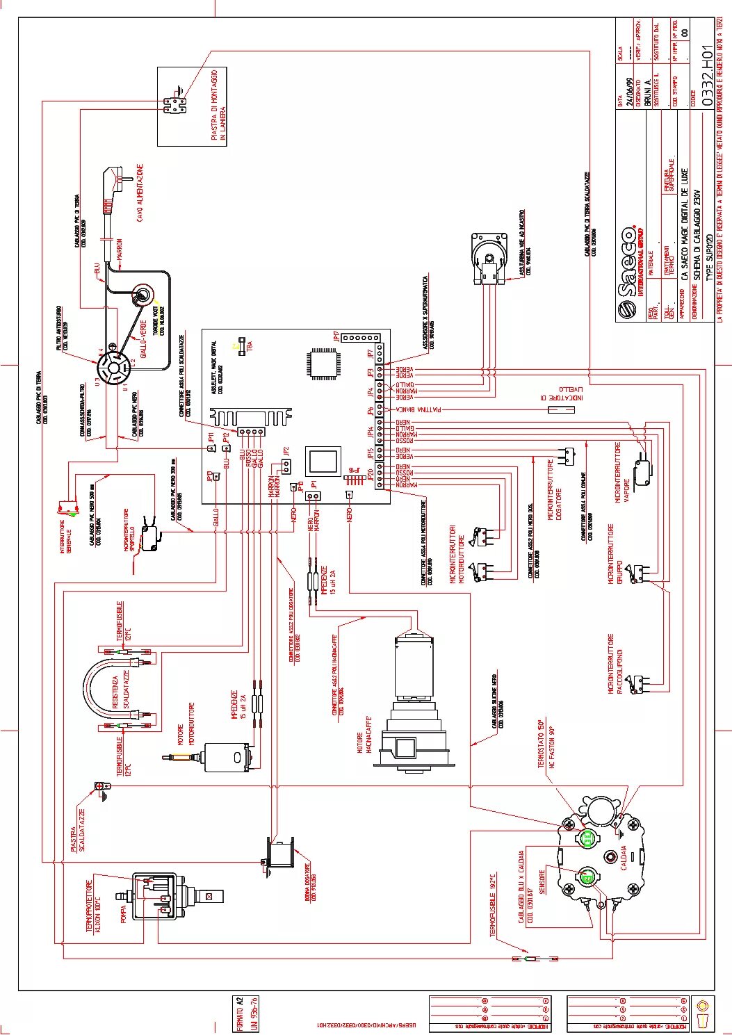 Принципиальная электрическая схема кофемашины SAECO MAGIC-DE-LUXE-REDESIGN Service Manual download, schematics, eeprom, repair