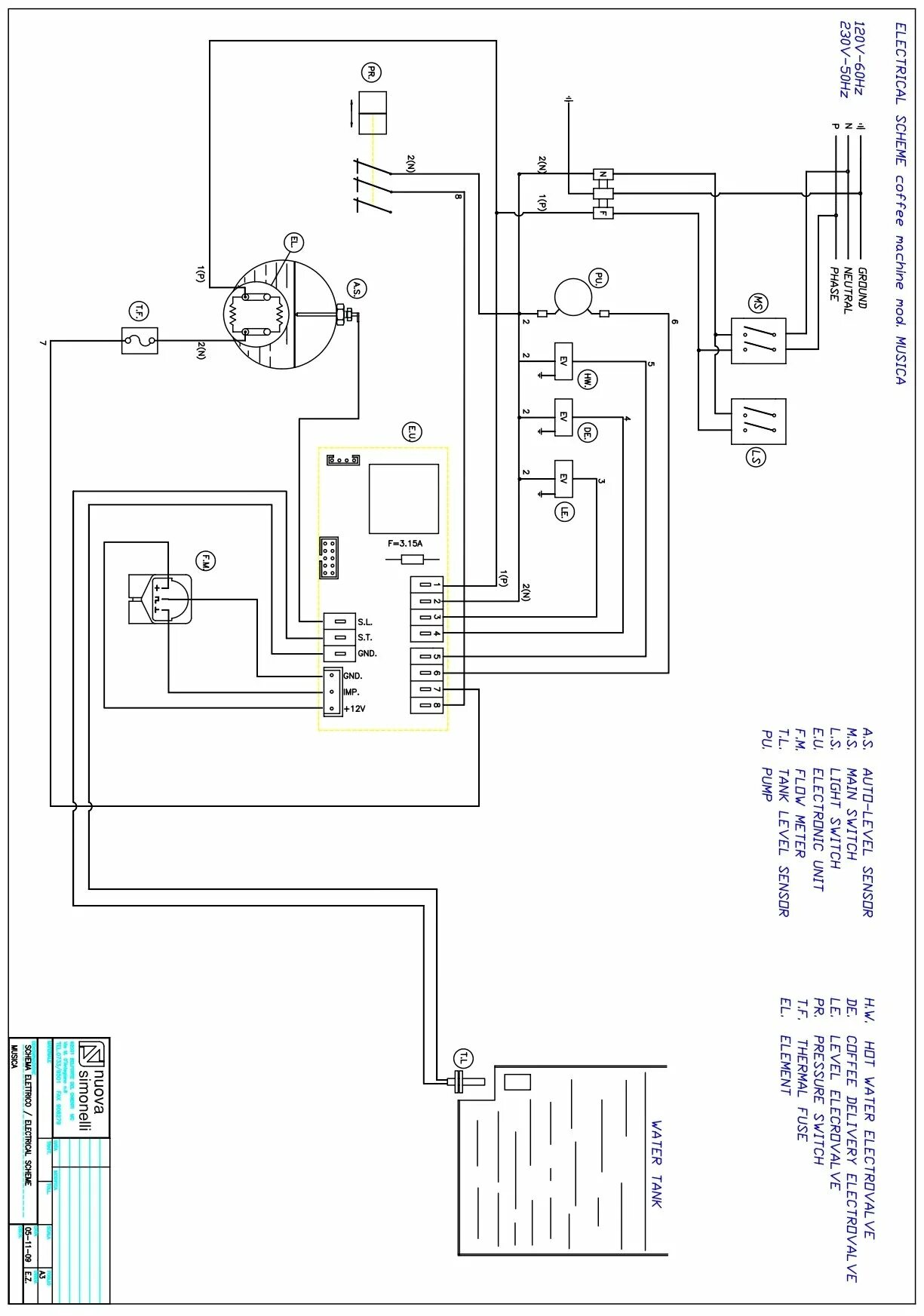 Принципиальная электрическая схема кофемашины Кофемашина Nuova Simonelli Musica Standart AD - купить по выгодной цене на Яндек