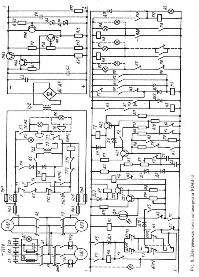 Принципиальная электрическая схема котлоагрегата коав 200 Котлоагрегат КОАВ-63 назначение, принцип работы, электропитание - Мегаобучалка