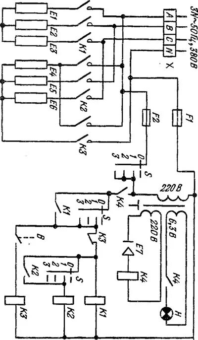 Принципиальная электрическая схема котлоагрегата коав 200 Принципиальная электрическая схема котла типа КЭ