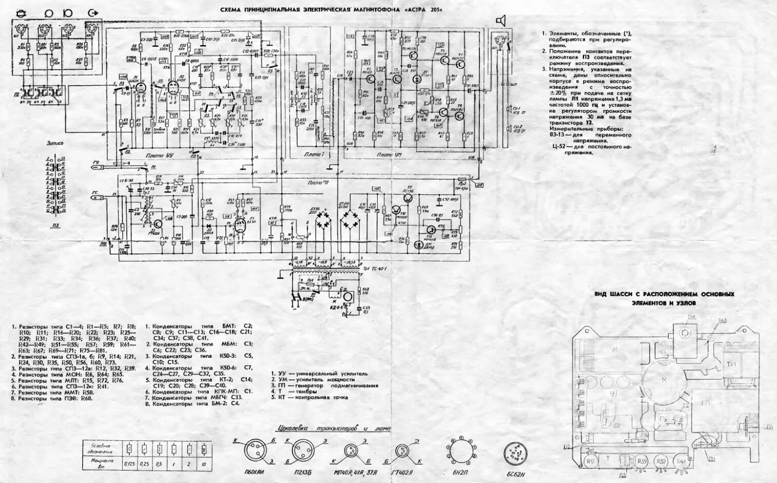 Принципиальная электрическая схема магнитофона маяк 212 катушечный Катушечный магнитофон "Астра-205" Принципиальные электрические схемы Принципиаль