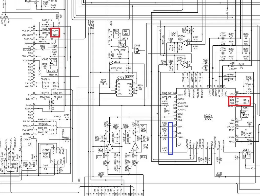 Принципиальная электрическая схема магнитолы Создание входа AUX магнитоле Kenwood GX806EF2 захватом шины i2c / Habr