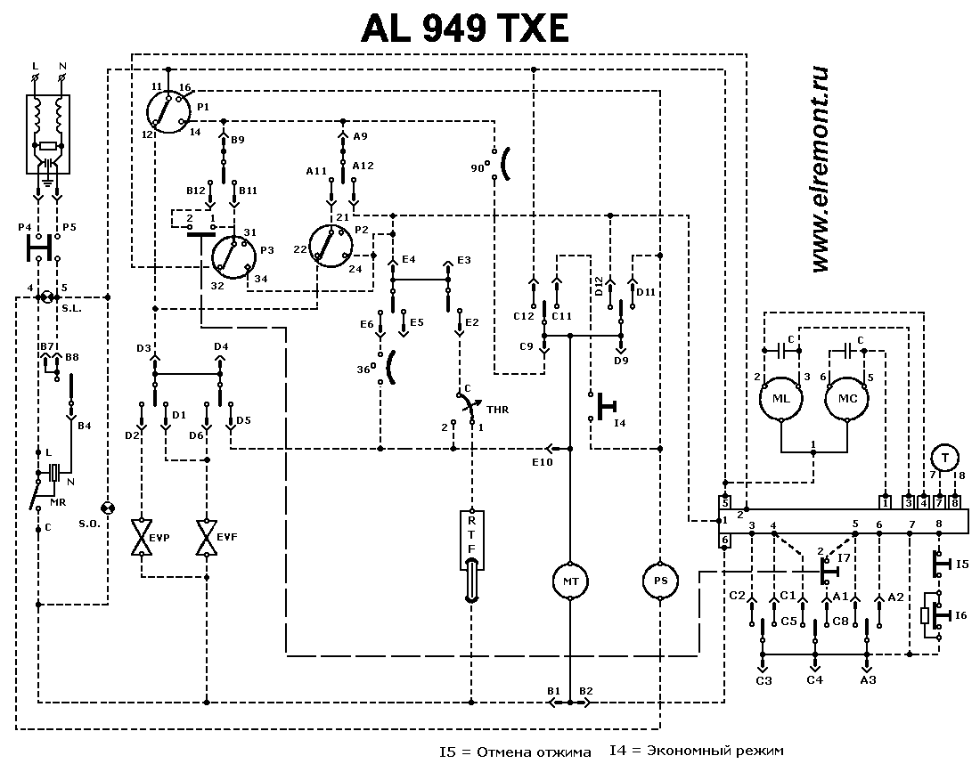 Принципиальная электрическая схема машины индезит Схемы стиральных машины "Ariston"
