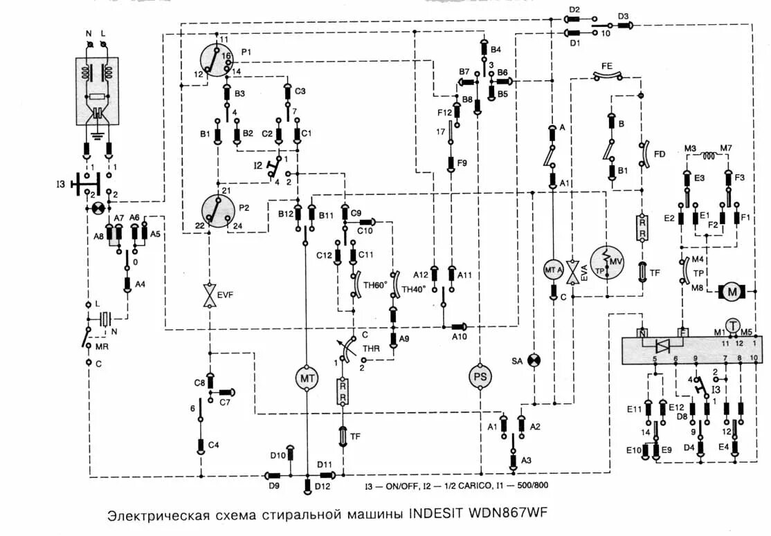 Принципиальная электрическая схема машины индезит Схемы стиральных машины "Indesit"