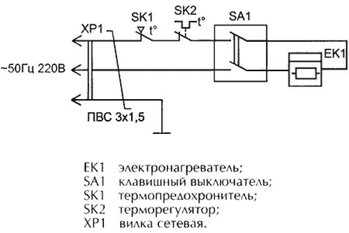 Принципиальная электрическая схема масляного обогревателя Масляный обогреватель электросхема