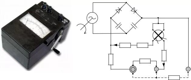 Принципиальная электрическая схема мегаомметра 4.5. Измерение сопротивлений электромеханическим мегаомметром М4100/1