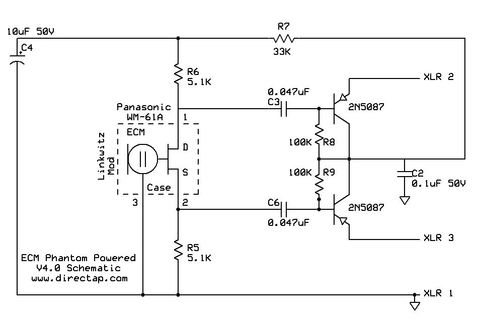 Принципиальная электрическая схема микрофона Misc Panasonic WM-61A Mic : DIY Fever - Building my own guitars, amps and pedals