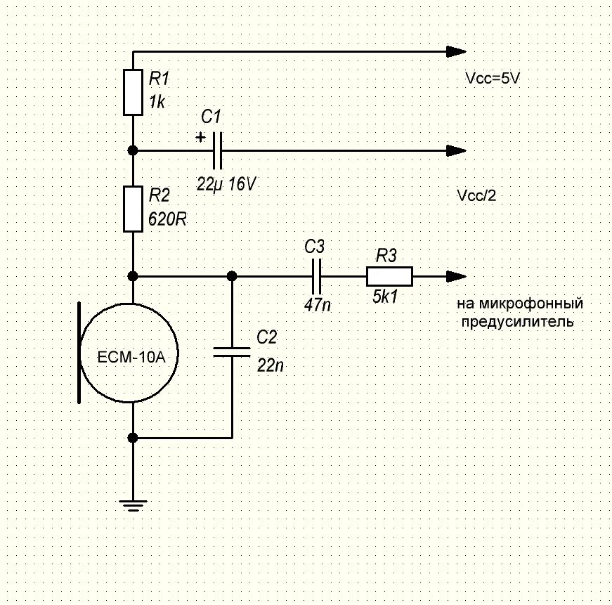 Принципиальная электрическая схема микрофона Форум РадиоКот * Просмотр темы - Микрофонный усилитель из DVD-проигрывателя.