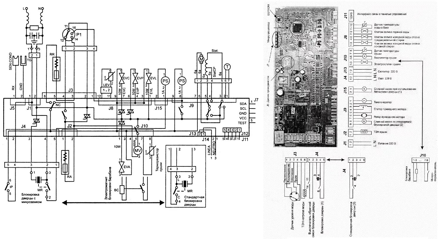 Принципиальная электрическая схема модуля Схемы стиральных машин Ariston Компания "Наш мастер"