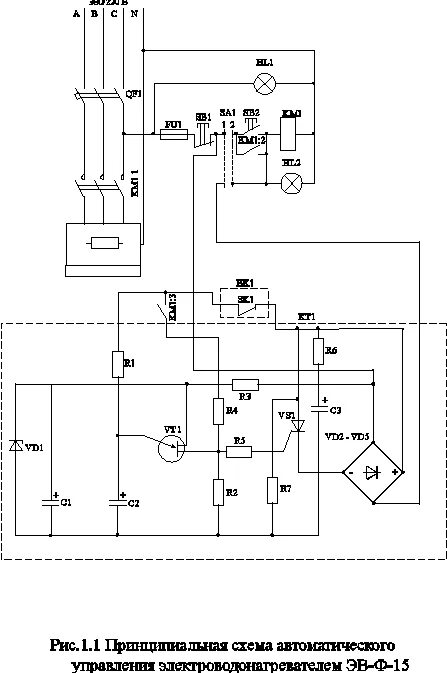Принципиальная электрическая схема нагревателя 1.1 Работа реле-регулятора температуры