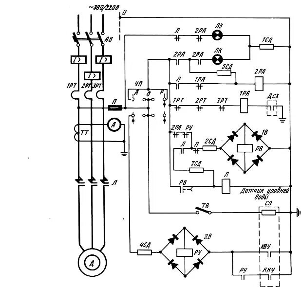 Принципиальная электрическая схема насоса Схемы автоматизации глубинных насосов