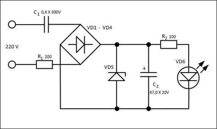 Принципиальная электрическая схема ночника cz 1чижик Светодиодный светильник на схеме