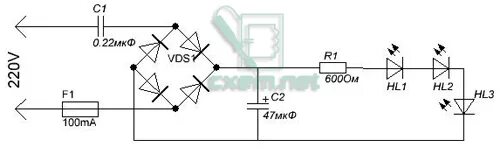 Принципиальная электрическая схема ночника cz 1чижик Ночник
