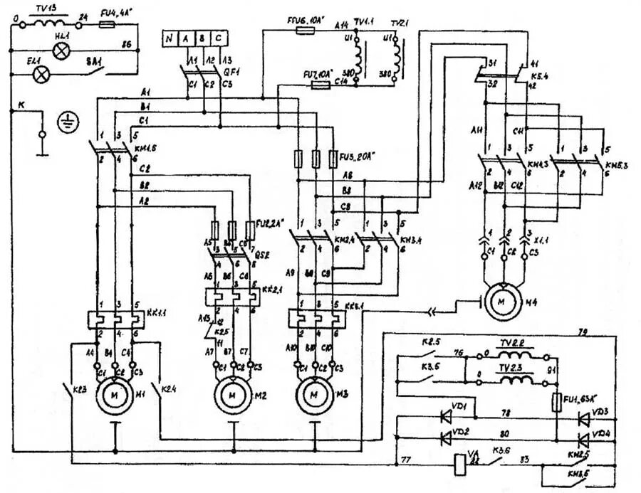 Принципиальная электрическая схема оборудования Вертикально-фрезерный станок Завод ВМ127М - Санкт-Петербург - ПоИп