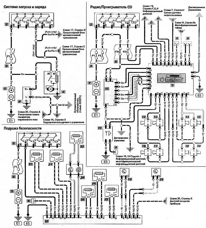 Принципиальная электрическая схема опель астра ф Scheme 2. Launch and charge systems (Opel Astra G 1998-2004, petrol: Electrical 