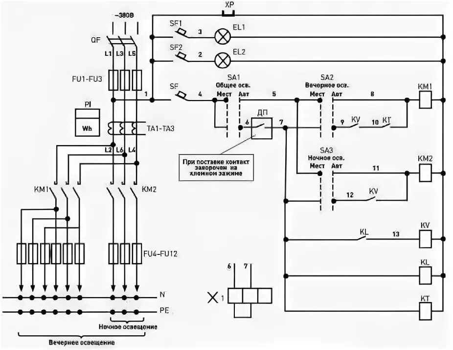Принципиальная электрическая схема освещения ЭлектроРадиоАвтоматика. Щит автоматизированного освещения ЩАО