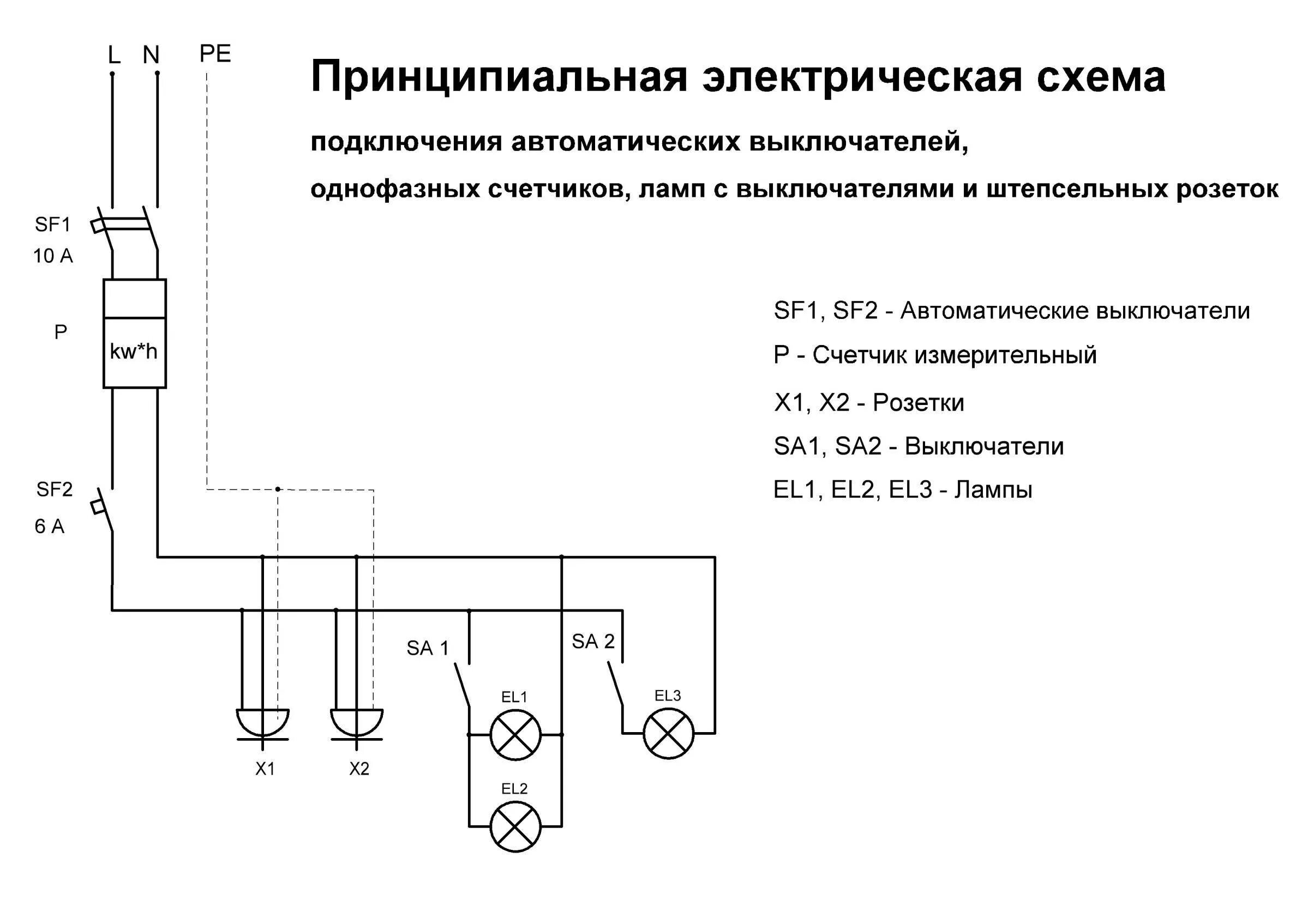 Принципиальная электрическая схема освещения Принципиальная схема освещения - Подключение люстры к двойному выключателю: схем