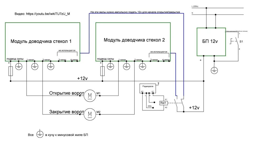 Принципиальная электрическая схема откатных ворот Автоматические распашные ворота своими руками ч. 2 - DRIVE2