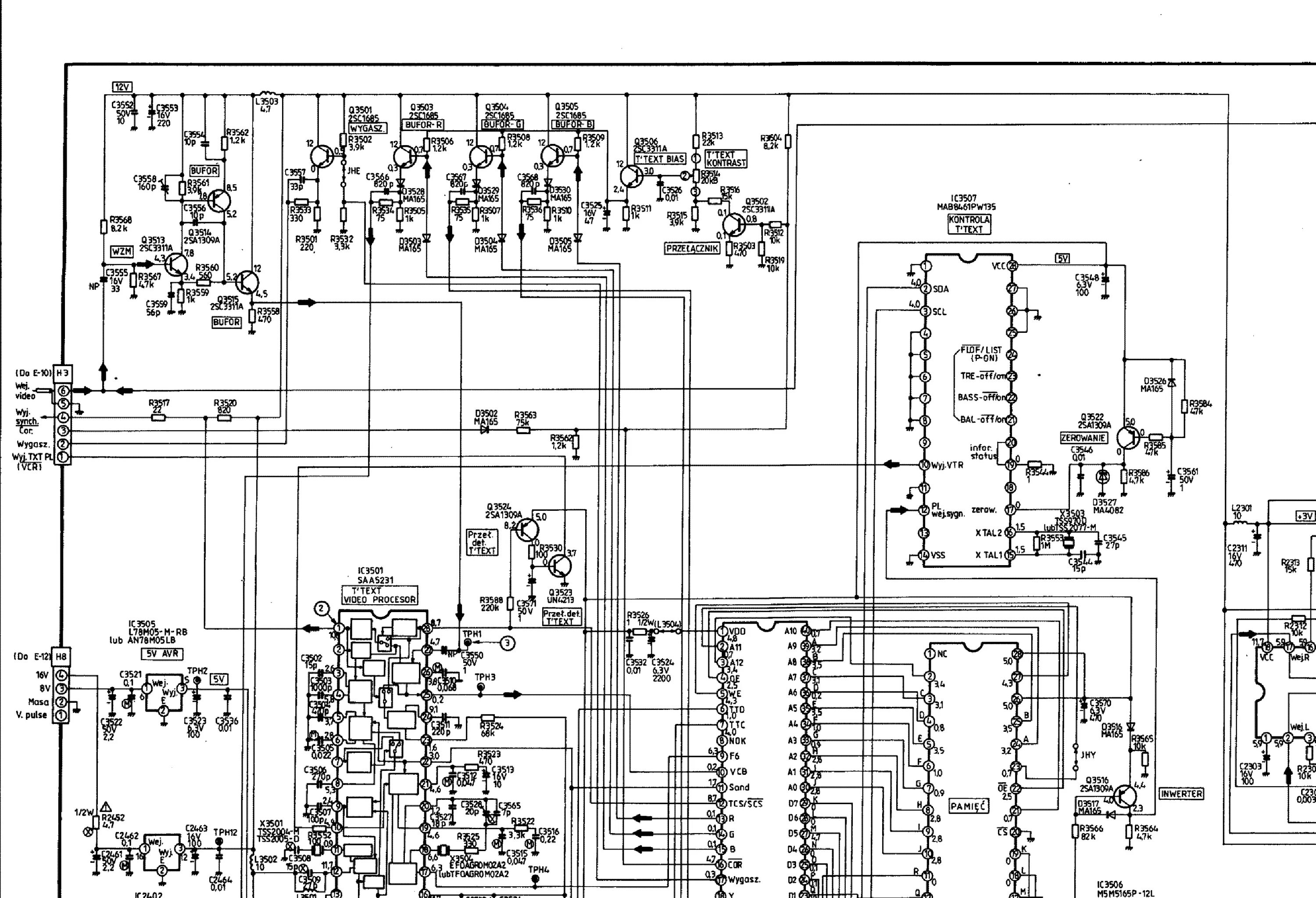 Принципиальная электрическая схема panasonic PANASONIC TX-21JT1C TC-21JR1C TX-14JT1C TC-14JR1C CHASSIS Z7 Service Manual down