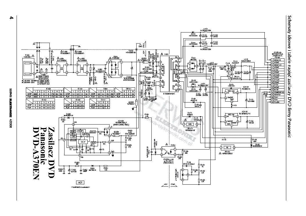 Принципиальная электрическая схема panasonic PANASONIC DVD-K45G POWER SUPPLY SCH Service Manual download, schematics, eeprom,