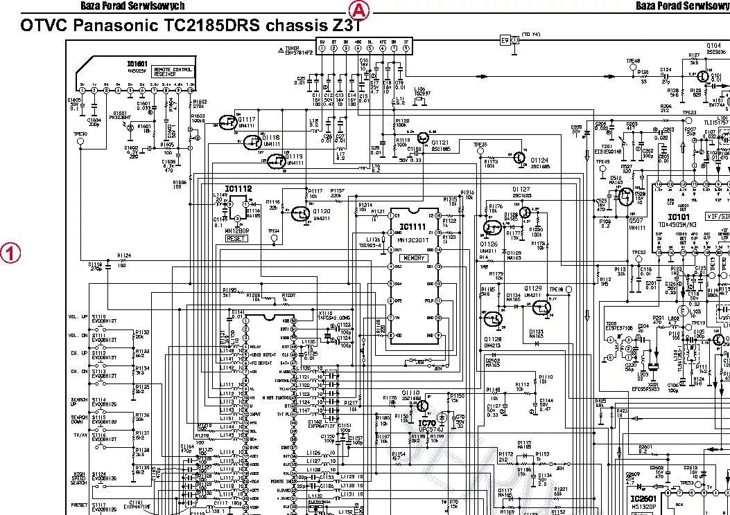 Принципиальная электрическая схема panasonic PANASONIC CHASSIS Z-3TMOD TC2185 Service Manual download, schematics, eeprom, re