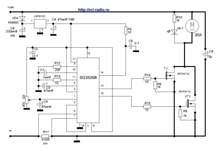 Принципиальная электрическая схема пид регулятора оборотов Портал радиолюбителя / Регулятор скорости вращения двигателя 24В/20А