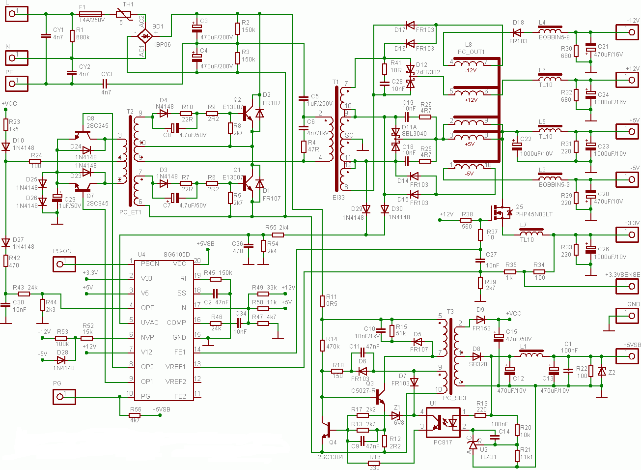 Принципиальная электрическая схема питания Gallery DIY High quality HV source from PC Power Supply Hackaday.io